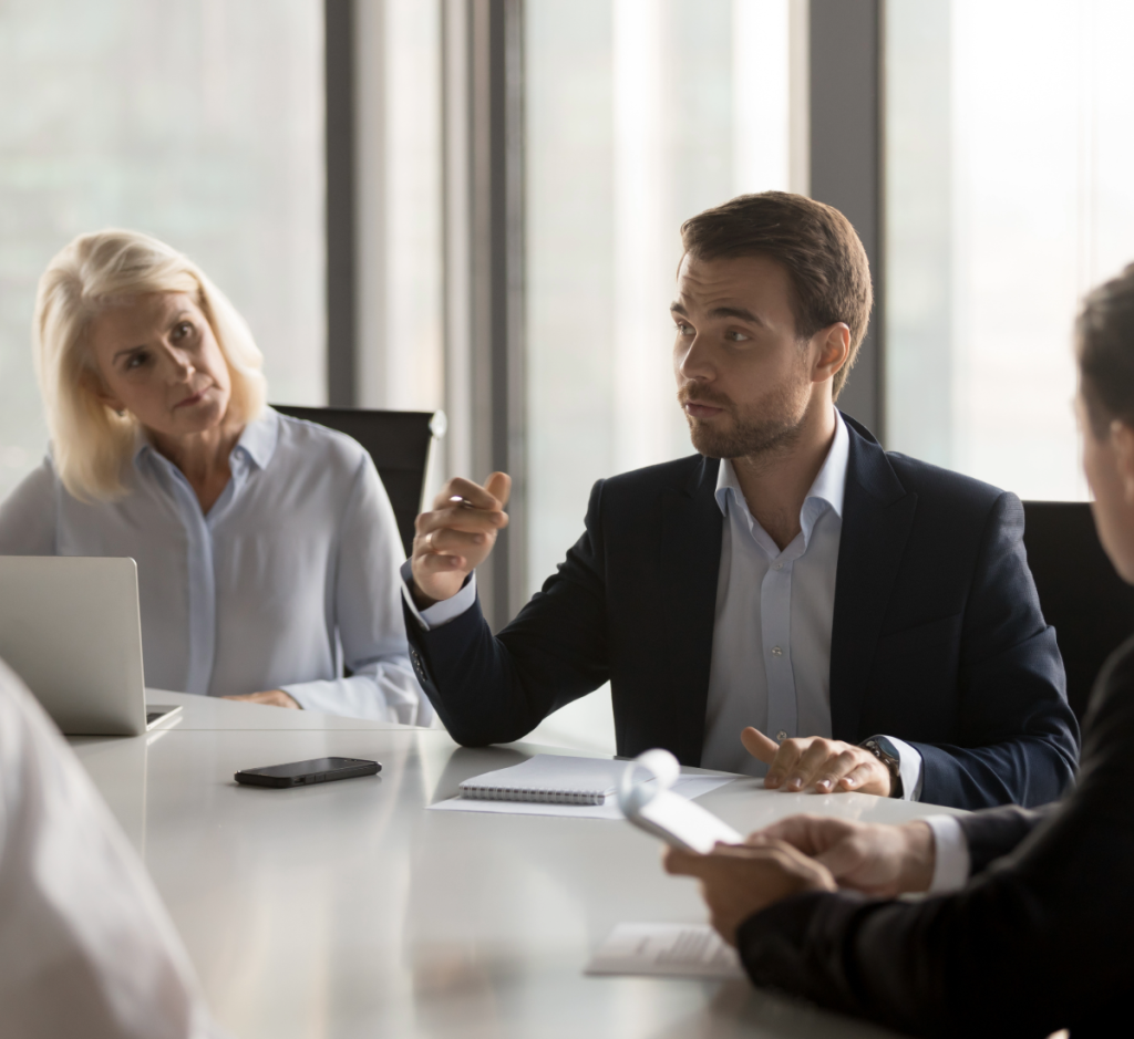 leadership and communication in a business meeting